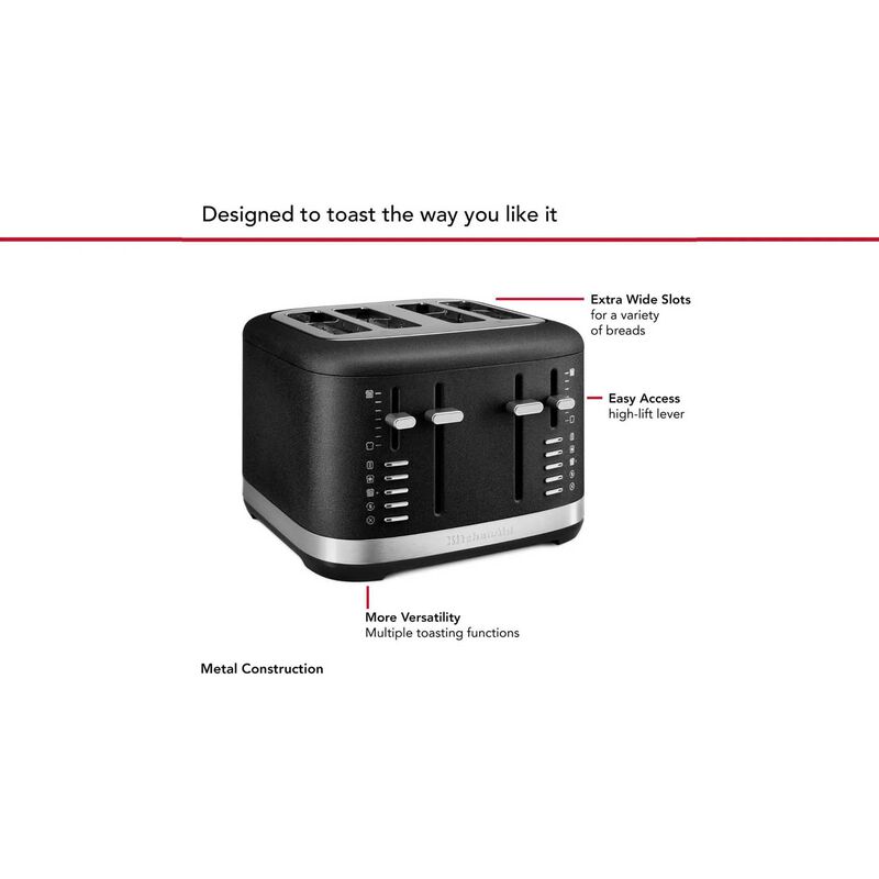 KitchenAid 4 Slice Toaster - Black Matte image number 2